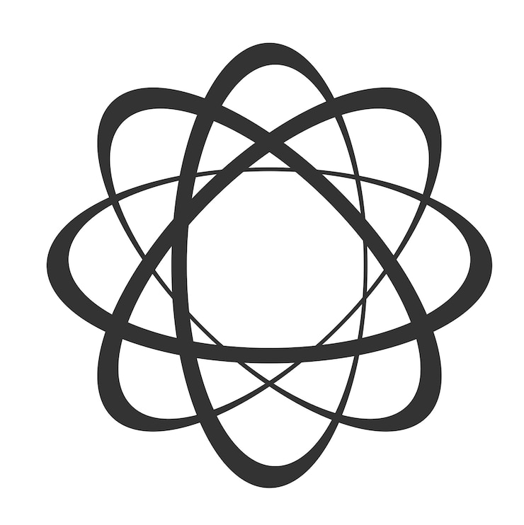 Vecteur icône de l'atome au design plat définir le symbole de la molécule ou le symbole de l'atome isolé illustration vectorielle