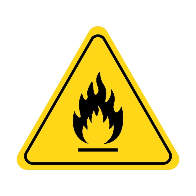 Vecteur icône d'avertissement d'incendie signe inflammable danger chimique danger d'incendie symbole de liquide inflammable