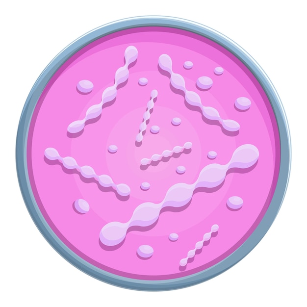 Icône de bactéries de boîte de Petri Dessin animé de l'icône de vecteur de bactéries de boîte de Petri pour la conception de sites Web isolée sur fond blanc