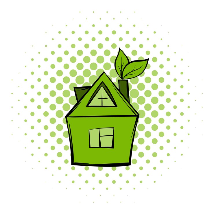 Vecteur icône de bande dessinée eco house symbole moderne de l'écologie verte sur fond blanc