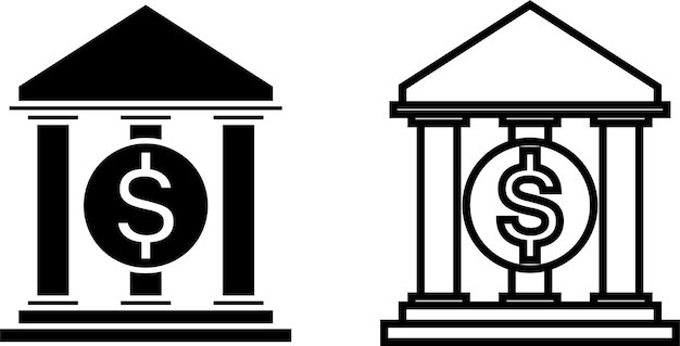 icône de banque ou symbole en style glyphe et ligne isolé sur fond transparent