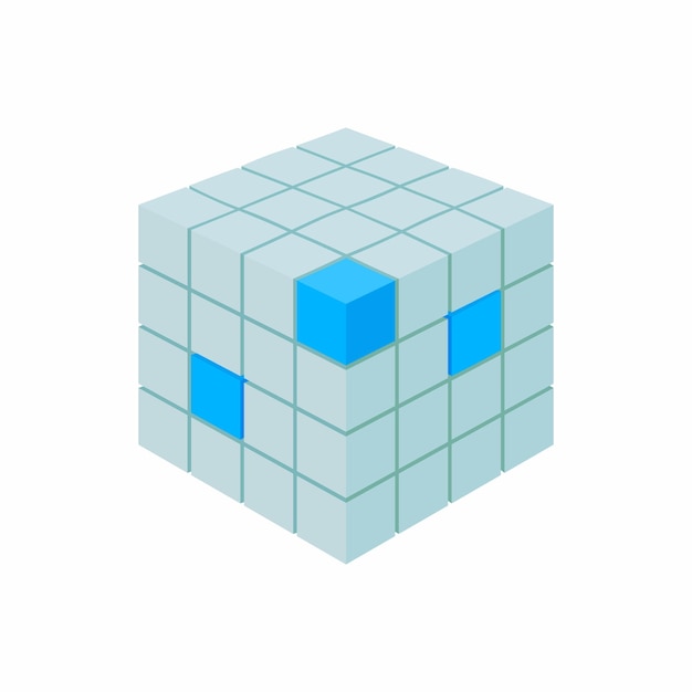 Icône de base de données Cube en style cartoon isolé sur fond blanc Symbole de stockage de données
