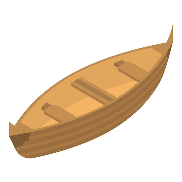 Icône de bateau en bois Isométrique de l'icône vectorielle de bateau en bois pour la conception de sites Web isolée sur fond blanc