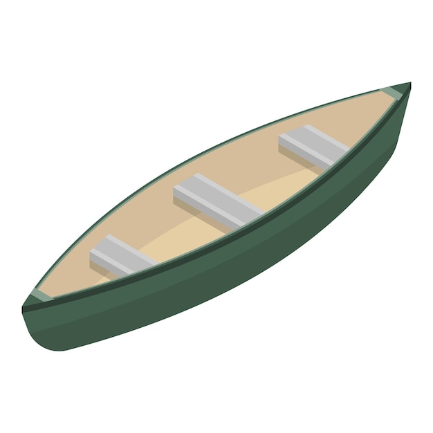 Icône de bateau en bois de lac Isométrique de l'icône vectorielle de bateau en bois de lac pour la conception de sites Web isolée sur fond blanc