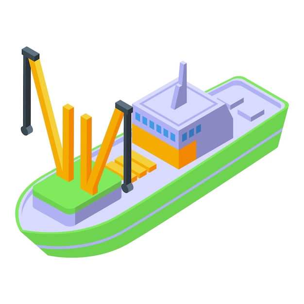 Vecteur icône de bateau d'expédition de pêche vecteur isométrique navire piscatoire