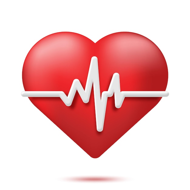 Icône de battement de coeur ou de cardiogramme. Illustration vectorielle 3D