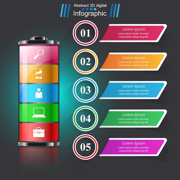 Icône De Batterie Business Infographics.