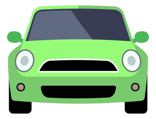 Vecteur icône de berline verte. logo de voiture. vue avant automatique isolée sur fond blanc