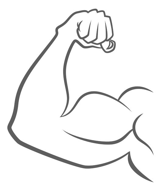 Icône biceps Muscle de la main forte dans le style de contour isolé sur fond blanc