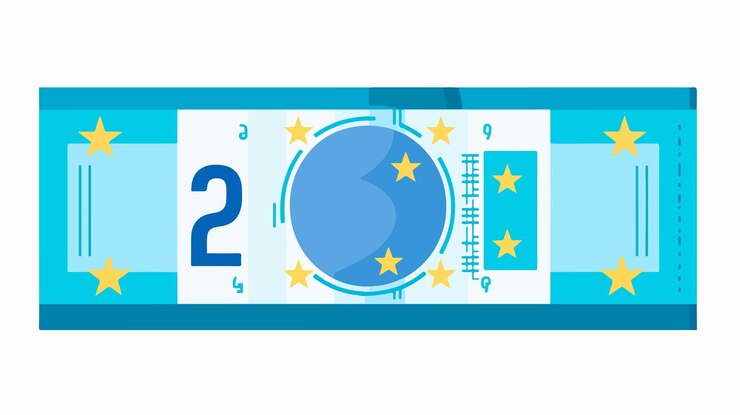 Vecteur icône de billet d'euro du jeu bicolor d'affaires