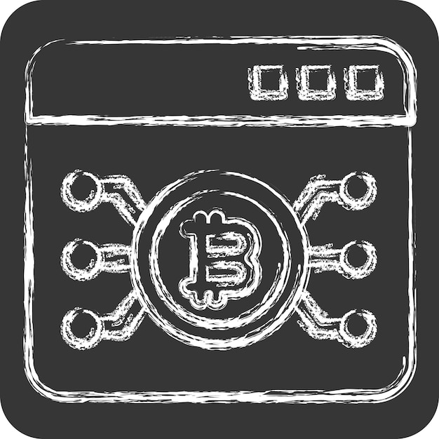 Icône Bitcoin Web liée à Cryptographie symbole craie Illustration de conception simple de style