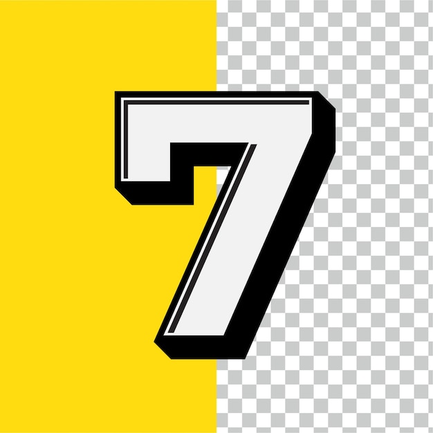 Icône blanc numéro 7 de style rétro avec fond jaune modifiable