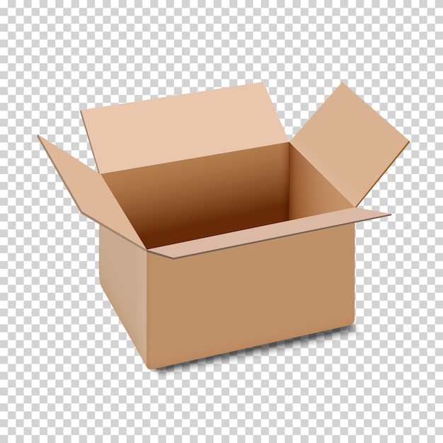 Vecteur icône de boîte en carton ouverte, isolée sur fond transparent