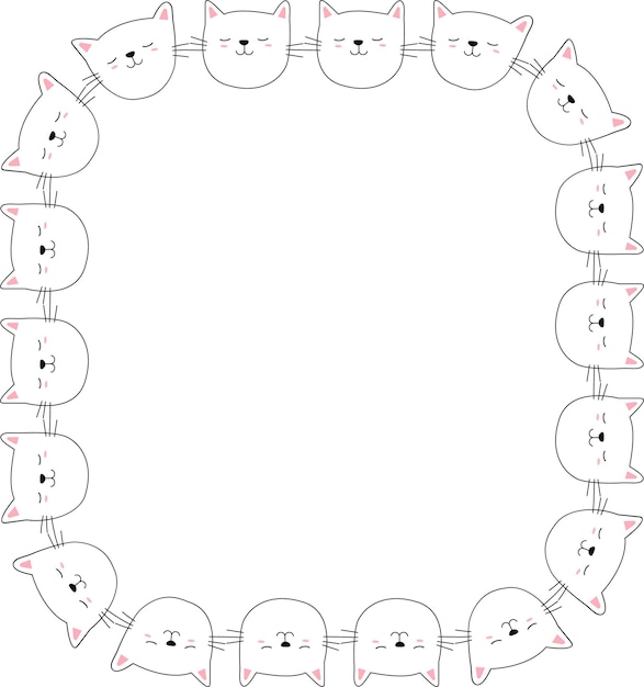 Icône de bordure de chat de visage dessinée à la main pour le site Web, le document, la conception d'affiches, l'impression, l'application.