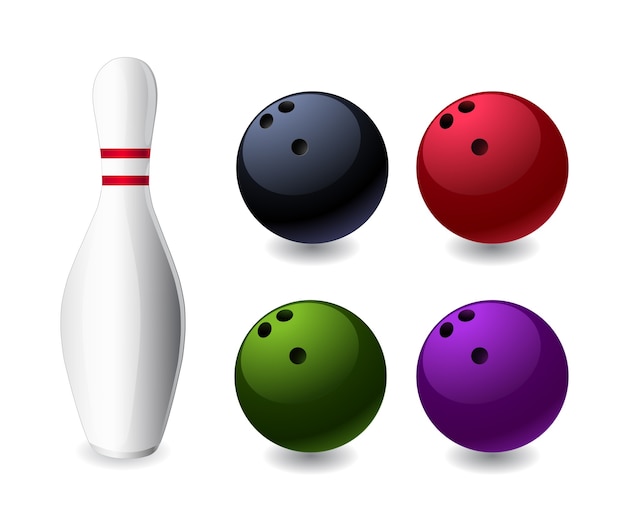 Vecteur icône de boule et épingle de jeu de bowling