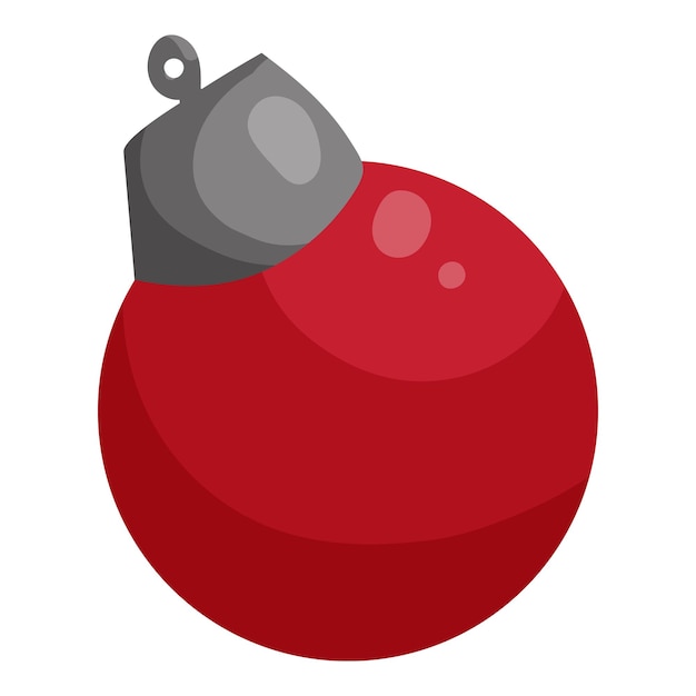Vecteur icône de boule de noël rouge en style cartoon isolé sur illustration vectorielle fond blanc