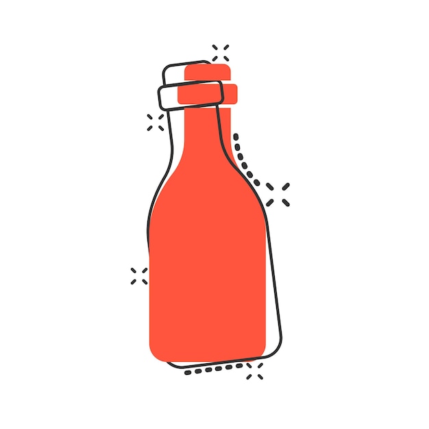 Icône de bouteille d'eau de bière de vin de dessin animé de vecteur dans le style comique Pictogramme d'illustration de concept de bouteille d'alcool Bière vodka vin entreprise effet splash concept