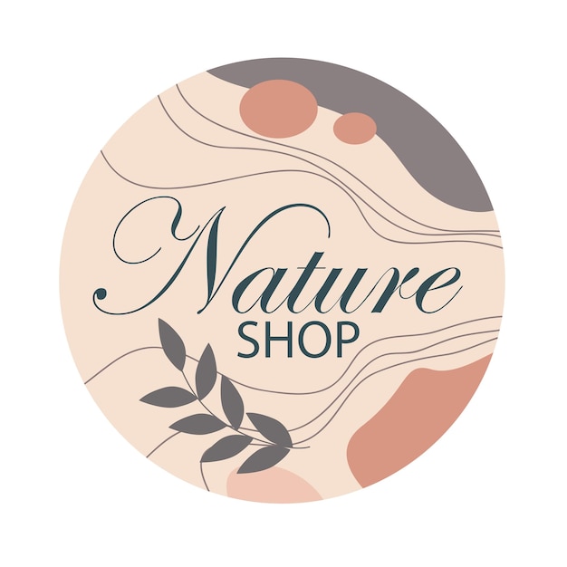 Vecteur icône de boutique nature et logo de fond orange clair