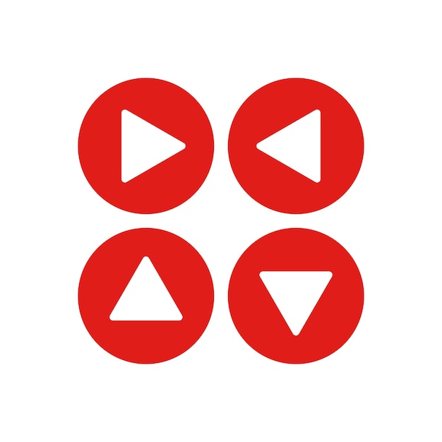 Icône de bouton de lecture Symbole de flèche rouge sur fond blanc Ressources graphiques d'illustration vectorielle