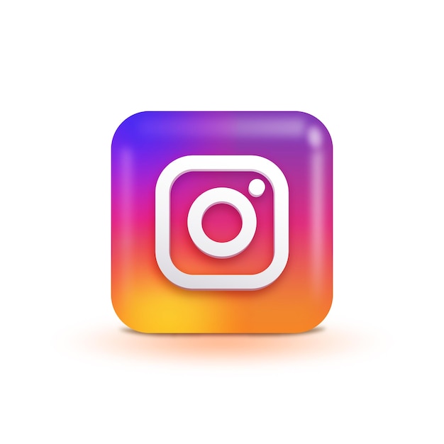 Vecteur icône et bouton des médias sociaux du logo instagram 3d