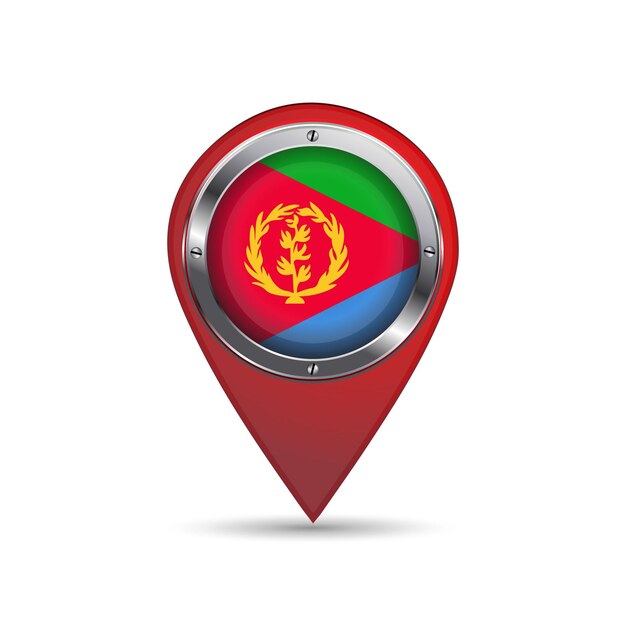 Icône de broche 3D avec le drapeau de l'Érythrée à l'intérieur de l'image vectorielle