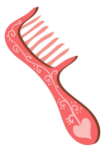 Vecteur icône de brosse à cheveux accessoire de cheveux fille dessin animé rouge