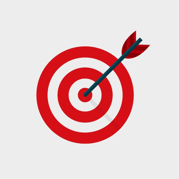 Vecteur icône bullseye avec flèche illustration vectorielle sur fond gris