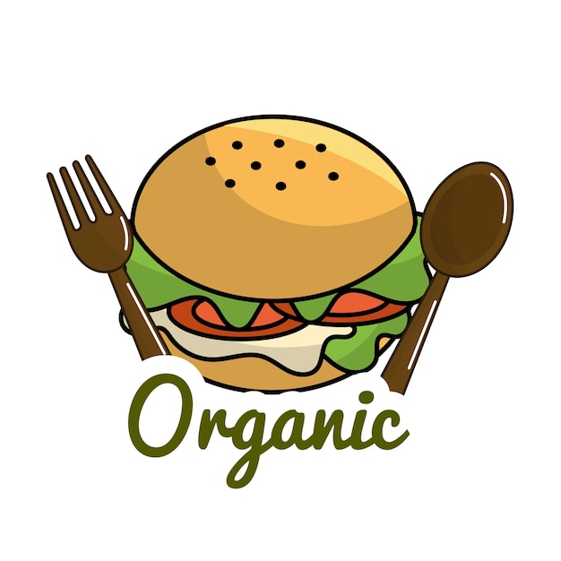 Icône De Burger Avec Cuillère Et Fourchette Concept Organique