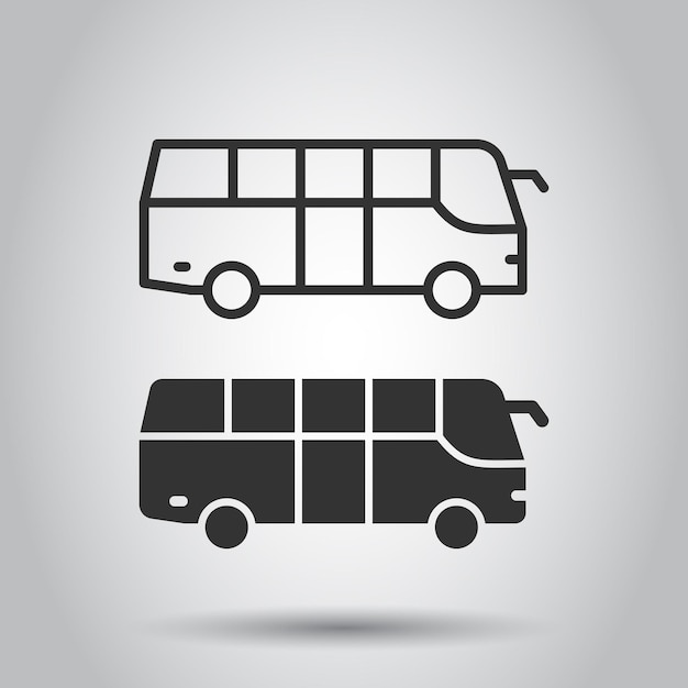 Vecteur icône de bus en style plat illustration vectorielle d'autocar sur fond blanc isolé concept d'entreprise de véhicule autobus