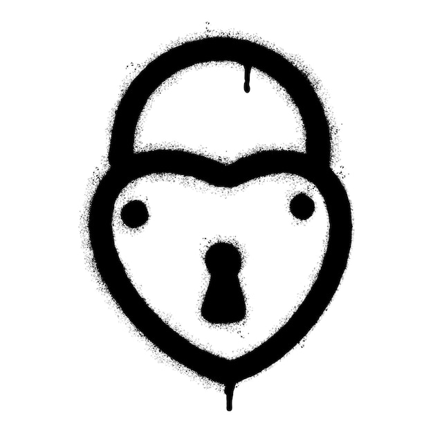 Icône de cadenas Graffiti peint à la bombe Pulvérisé isolé avec un cadenas graffiti de fond blanc avec plus de pulvérisation en noir sur blanc Illustration vectorielle