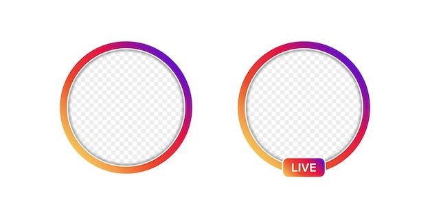 Icône de cadre en direct avec fond transparent Cadre de cercle de médias sociaux pour la conception de sites Web