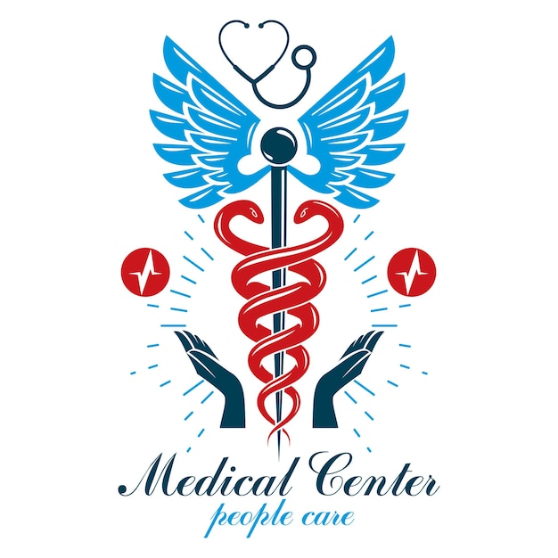 Icône De Caducée De Pharmacie, Logo Médical Créé Avec La Forme De Coeur Et Le Symbole De Diagramme D'électrocardiogramme. Emblème De Clinique De Diagnostic De Cardiologie à Utiliser En Médecine Et En Réadaptation.