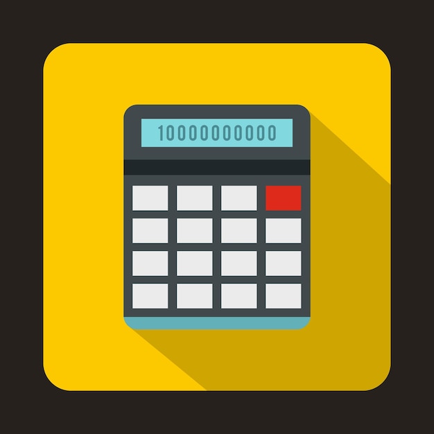 Icône de la calculatrice dans un style plat sur fond jaune