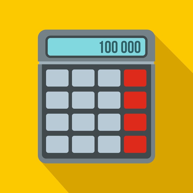 Icône de calculatrice dans un style plat sur fond jaune
