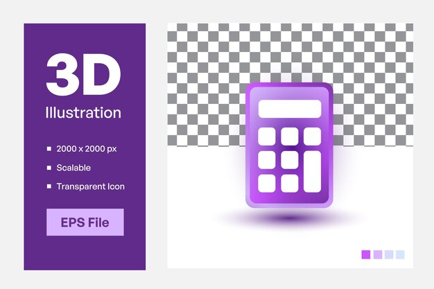 Icône De La Calculatrice Illustration De Rendu 3d Isolée