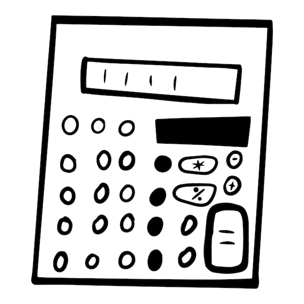 icône de la calculatrice. Élément d'illustration de l'éducation. style de dessin au trait, dessin vectoriel. Ca dessiné à la main