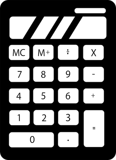 Icône de la calculatrice, silhouette noire. Mis en évidence sur un fond blanc. Illustration vectorielle. Une série d'icônes d'affaires.
