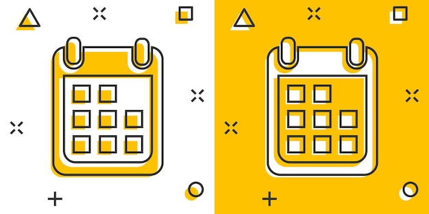 Icône De Calendrier De Dessin Animé De Vecteur Dans Le Style Comique Pictogramme D'illustration De Signe De Calendrier Concept D'effet D'éclaboussure D'affaires De Mois