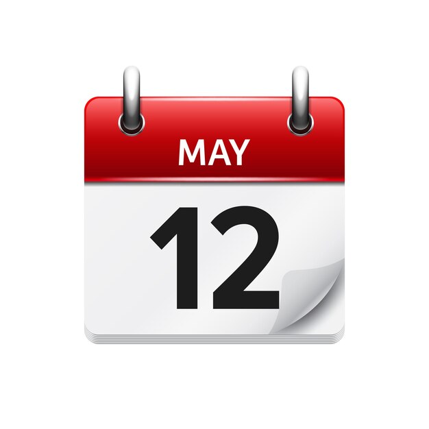 Vecteur icône de calendrier quotidien de vecteur plat du mois de mai date et heure jour mois jour férié