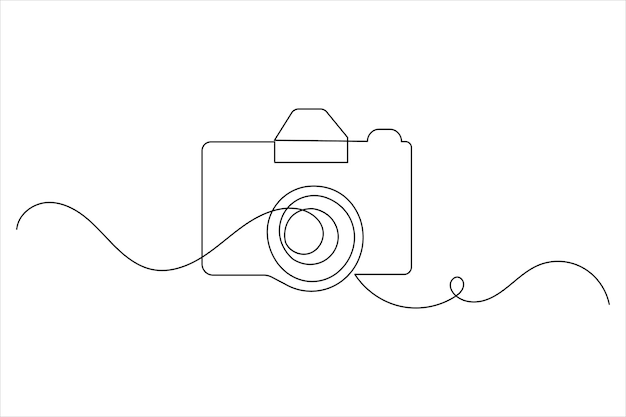 Icône de caméra dessin continu d'une ligne et illustration vectorielle isolée de contour de style minimaliste