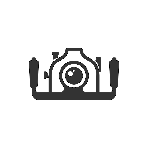 Icône de caméra sous-marine en noir et blanc