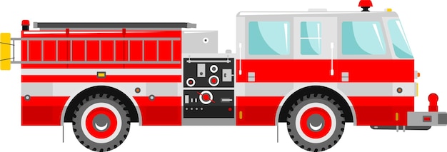 Vecteur icône de camion de pompiers dans l'illustration vectorielle de style plat