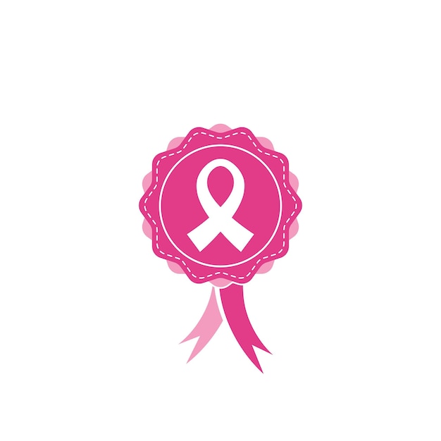 Vecteur icône de cancer du sein ruban rose