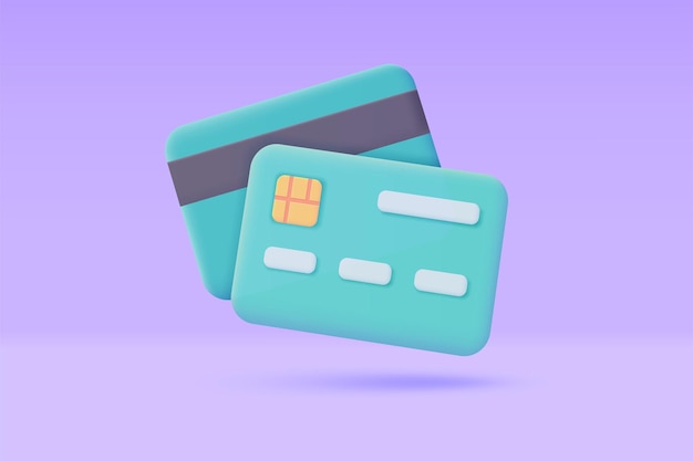 Vecteur icône de carte de crédit 3d paiement en ligne société sans numéraire pour faire du shopping illustration 3d