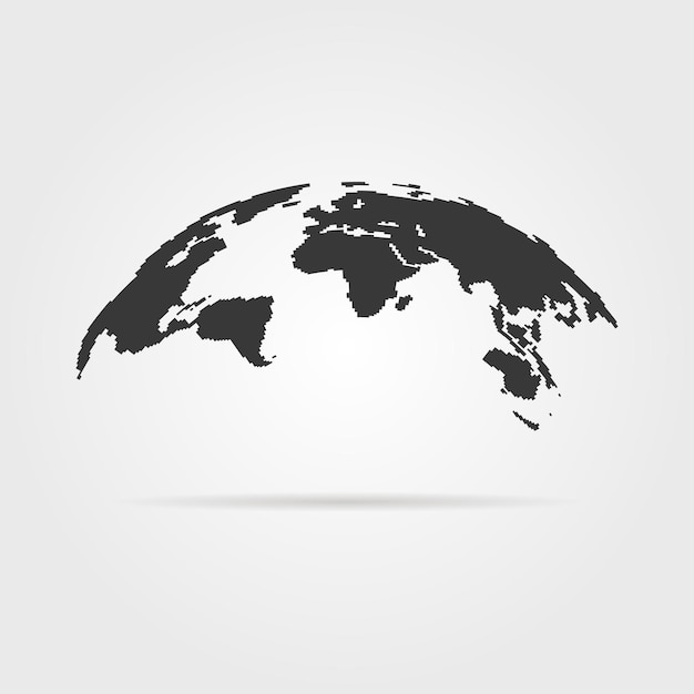 Icône de carte du monde simple avec ombre. concept d'élément infographique, voyage autour du monde, mondialisation. isolé sur fond gris. illustration vectorielle de style plat tendance logotype moderne design
