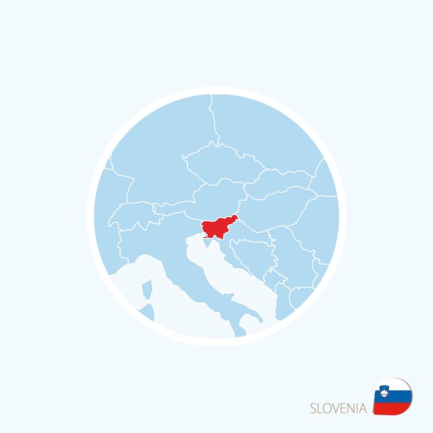 Icône de la carte de la Slovénie Carte bleue de l'Europe avec la Slovénie en surbrillance en rouge