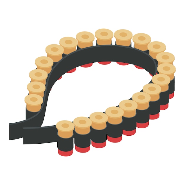 Vecteur icône de cartouches de fusil de chasse isométrique de cartouching de fusil à chasse icône vectorielle pour la conception de sites web isolée sur fond blanc
