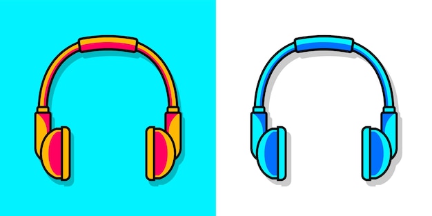 Icône Casque Coloré Logo Musique Illustration Vectorielle