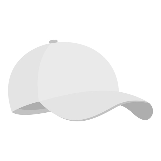 Vecteur icône de casquette de baseball blanche illustration plate d'icône de vecteur de casquette de baseball blanche pour le web