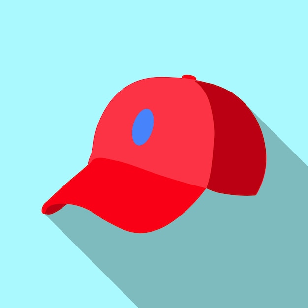 Vecteur icône de casquette de baseball rouge illustration plate de l'icône de vecteur de casquette de baseball rouge pour le web sur fond bleu